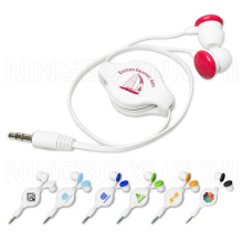Special design OEM retractable 3.5mm plug 1.2m wire plastic colorful in-ear earphone mobile earphone organizer